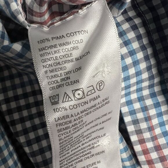 Tommy Bahama Button-Up Long Sleeve Shirt Men's XL Blue & Red Check Pima Cotton - Picture 4 of 8